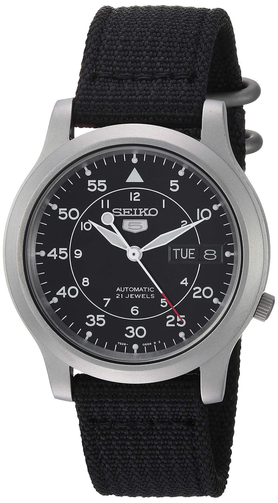 Seiko SNK809 — автоматические полевые часы, чёрный ремешок
