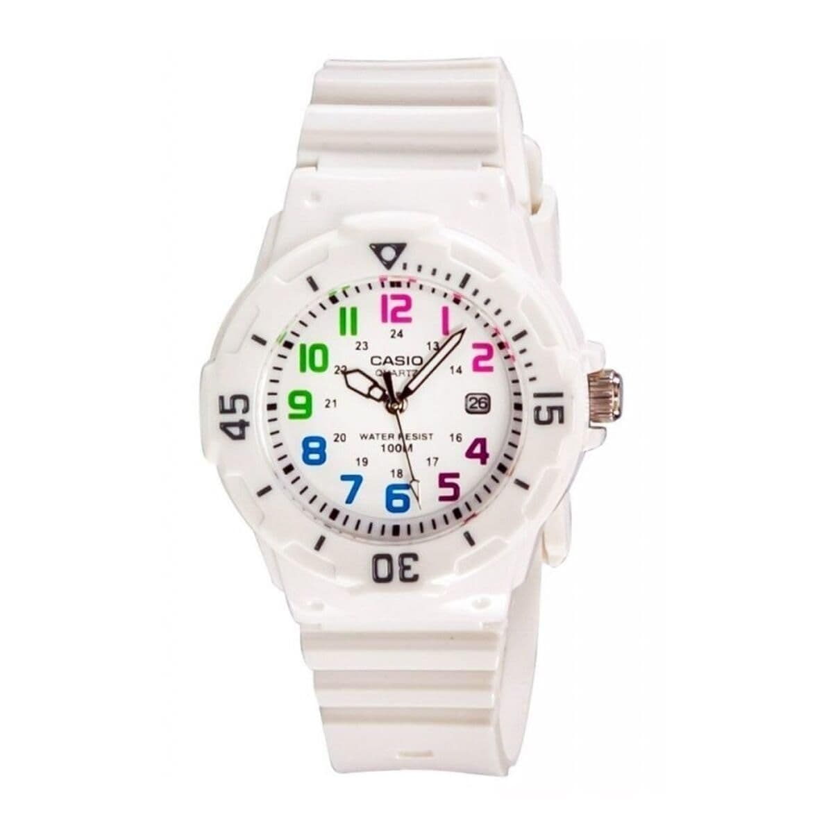 Casio LRW200H-7B — женские спортивные часы, белый ремешок