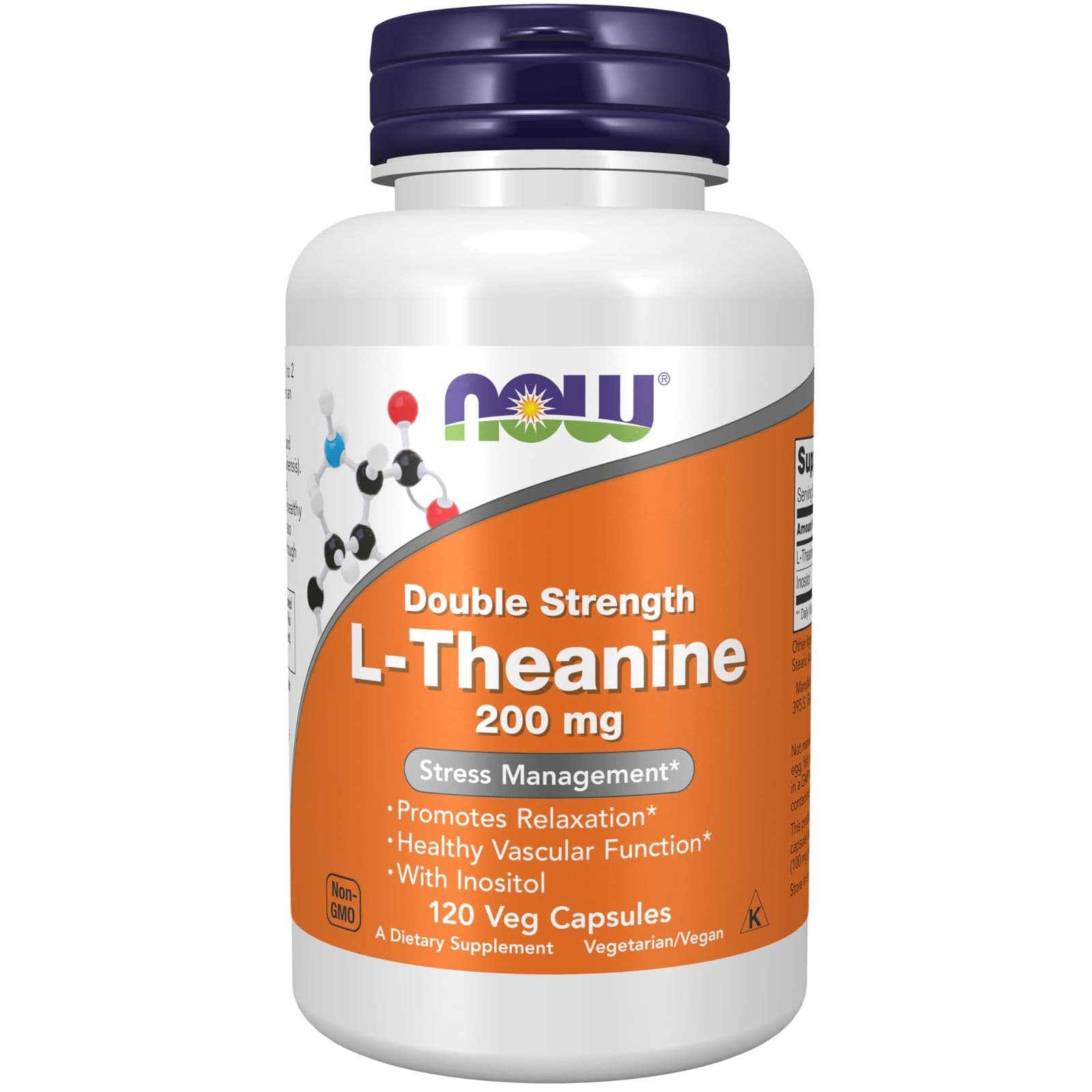NOW Foods — L-teanin 200 mg, 60 kapsula
