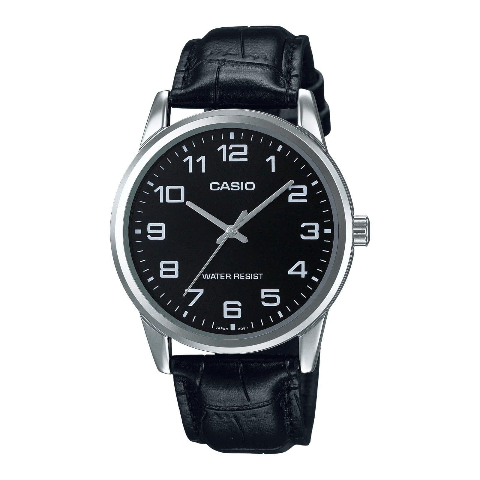 Casio MTP-V001L-1BUDF — мужские часы, кожаный ремешок