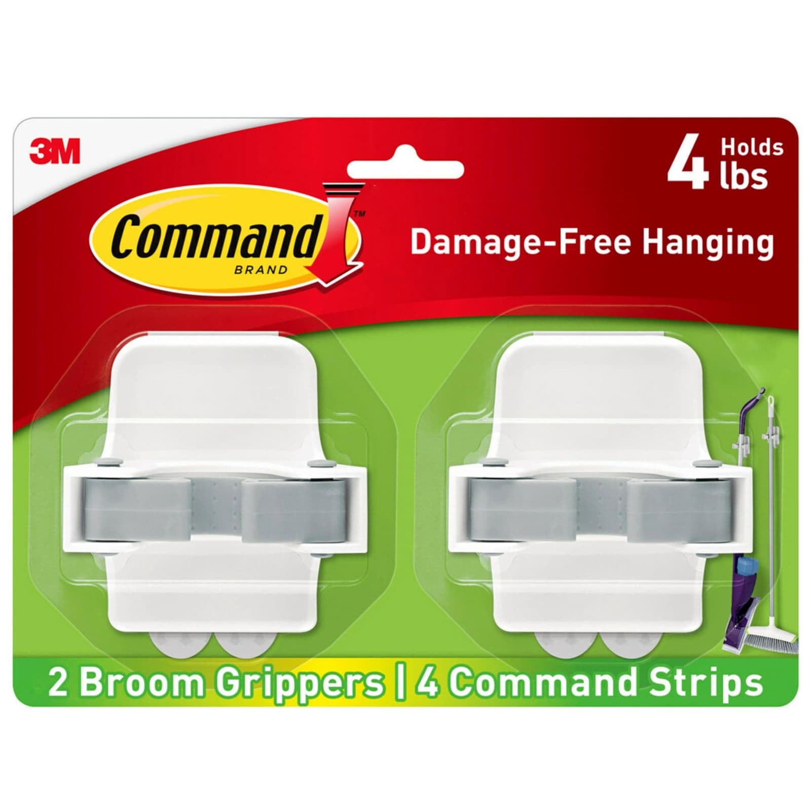 Command Broom Grippers — держатели для швабры, без сверления
