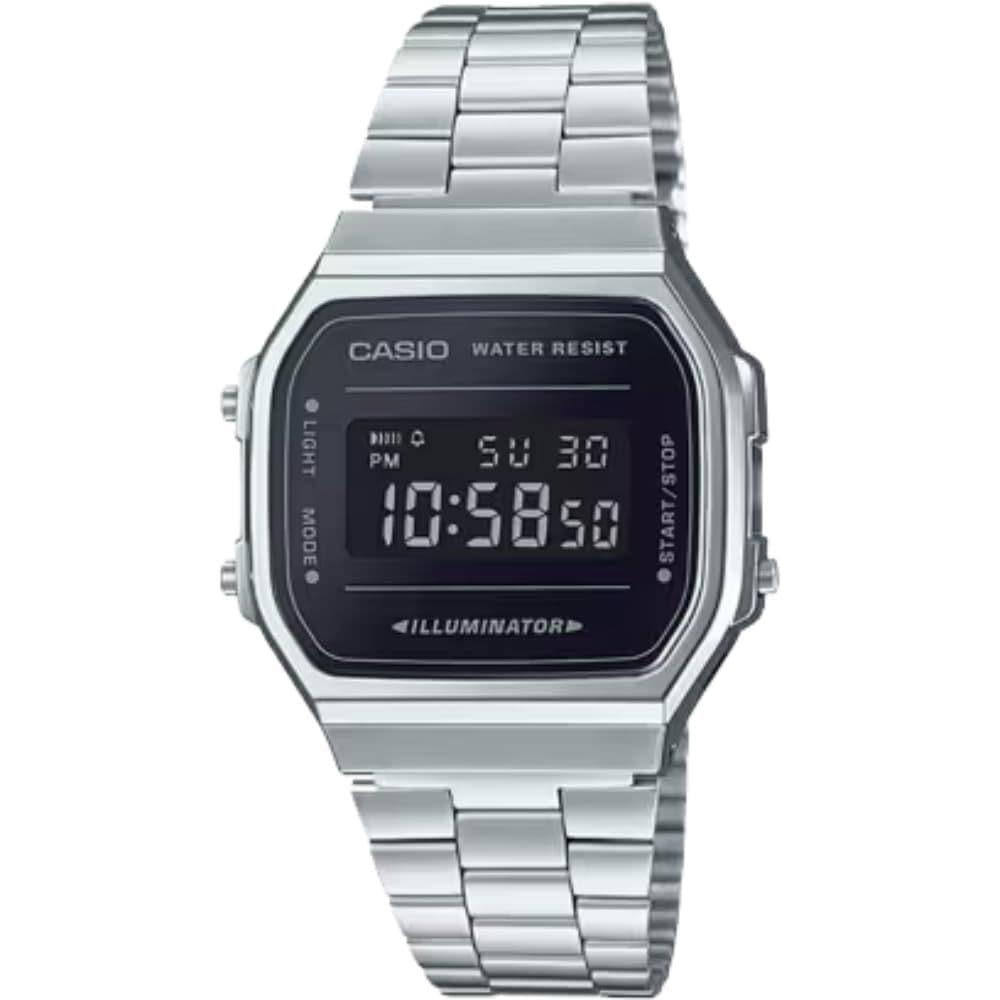 Casio Vintage A168WEM — стальные электронные часы, серебристые