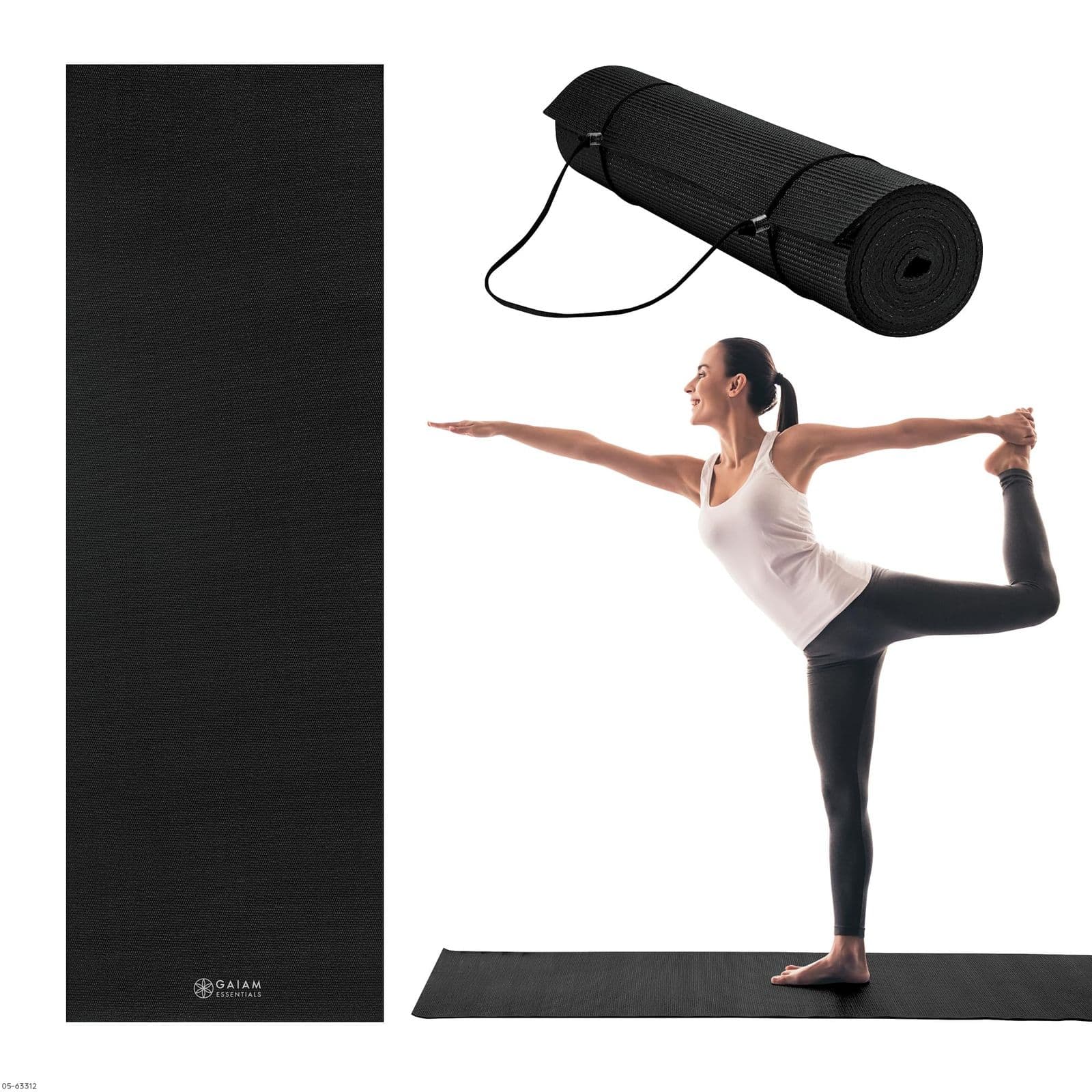 Gaiam Essentials — коврик для йоги 6 мм с ремнём