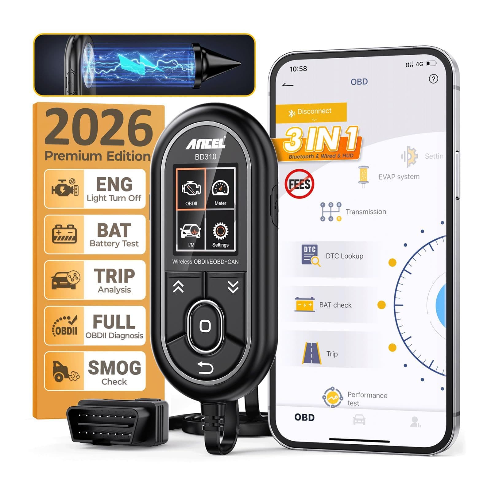 ANCEL BD310 — Со сканером OBD2, Bluetooth и приложением