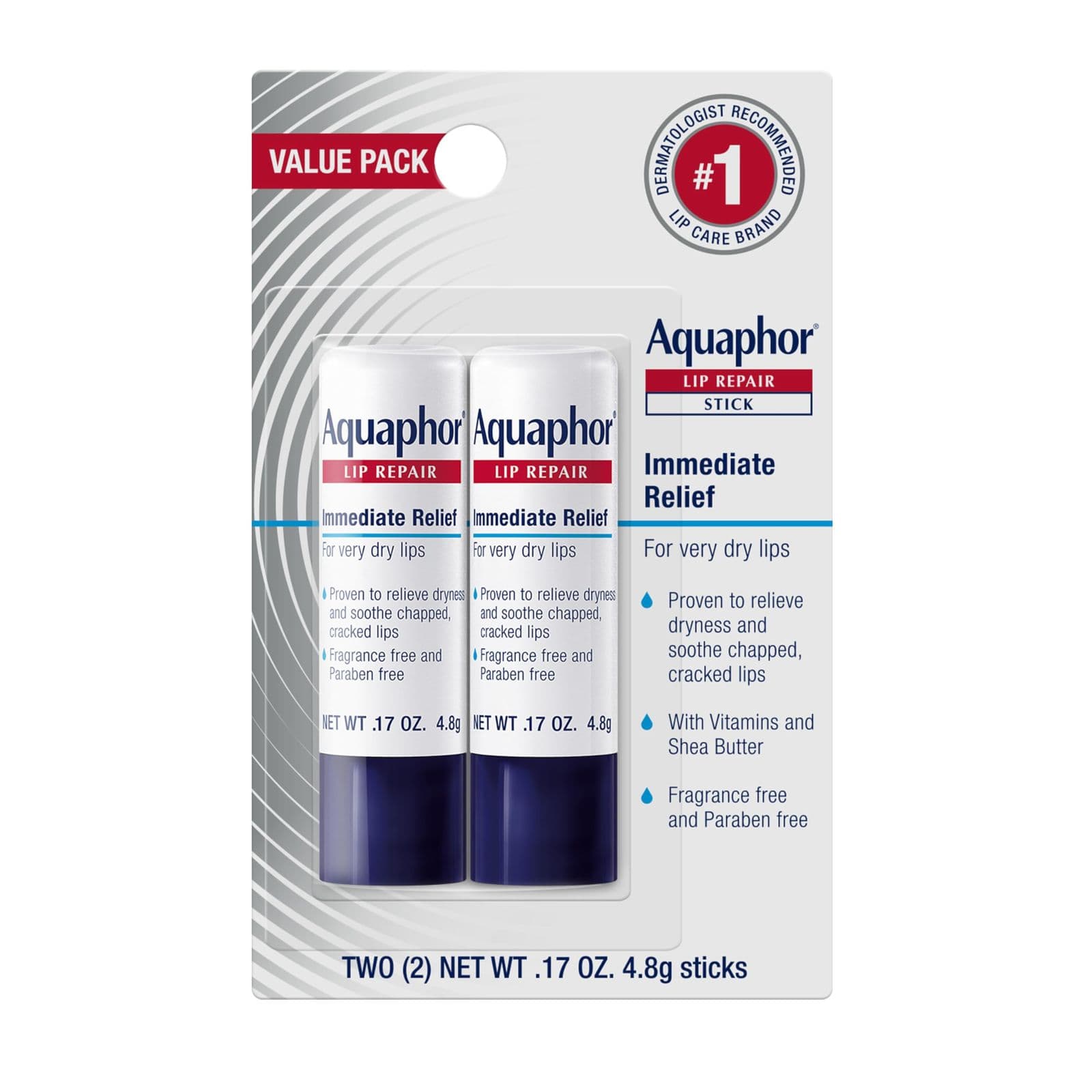 Aquaphor Lip Repair Stick — увлажняющий бальзам для губ, 2 шт