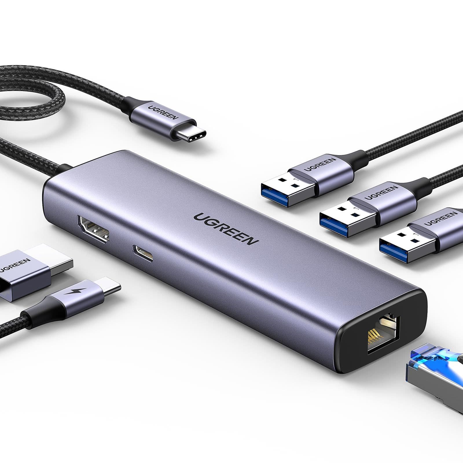UGREEN Revodok 6-в-1 - USB-C хаб с HDMI, SD и Power Delivery