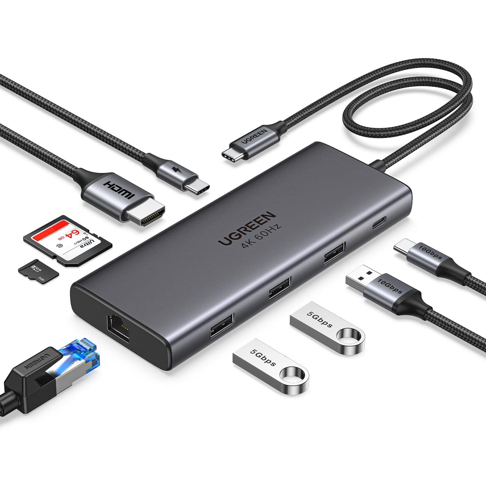 UGREEN Revodok Pro 109 — USB-C хаб, 9-в-1 и 10 Гбит/с
